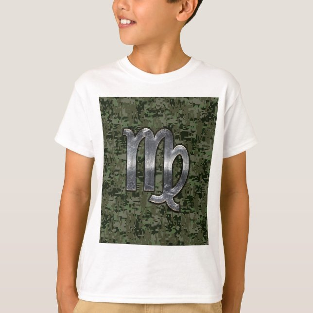 Våg Zodiac-tecken på Grönt Digital Camo Stil Tröja (Framsida)