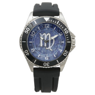 Våg Zodiac-tecken på Navy Blue Digital Camo Dial Armbandsur