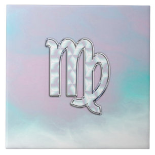 Våg Zodiac-tecken på Pastels Nacre Stil-utskrift Kakelplatta