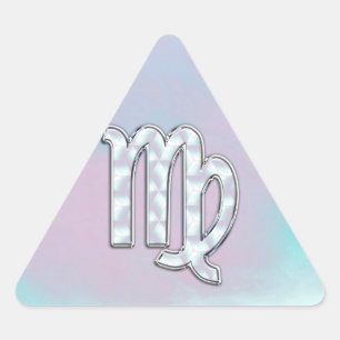 Våg Zodiac-tecken på Pastels Nacre Stil-utskrift Triangelformat Klistermärke