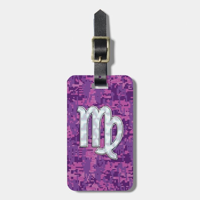 Våg Zodiac-tecken på Rosa Digital Camouglage Bagagebricka (Vertikal Framsida)