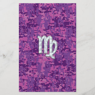 Våg Zodiac-tecken på Rosa Digital Camouglage Brevpapper