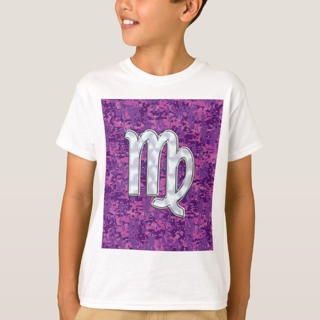 Våg Zodiac-tecken på Rosa Digital Camouglage T Shirt (Framsida)