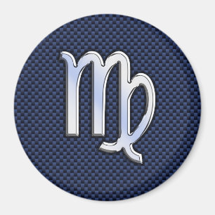 Våg Zodiac-tecken på utskrift av marin blå kolfibe Magnet