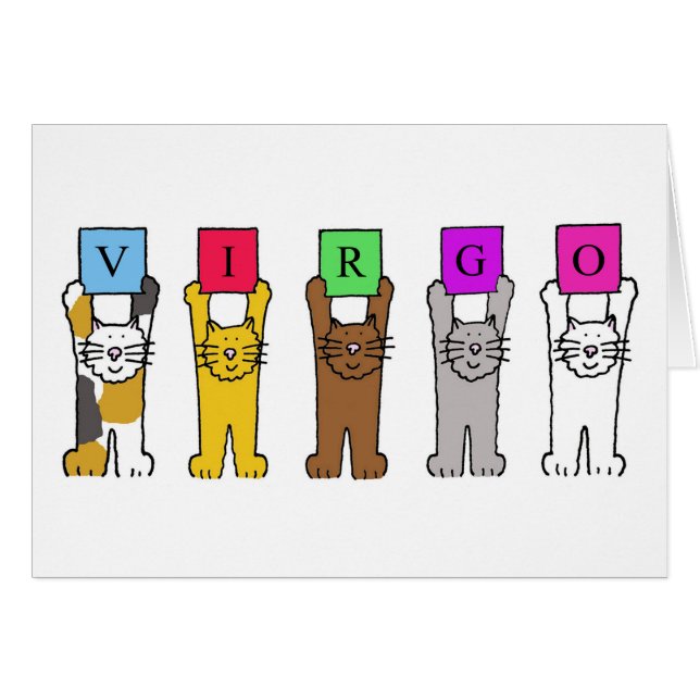 Våg Zodiac Tecknad Cats Hälsningskort (Framsidan Horizontal)