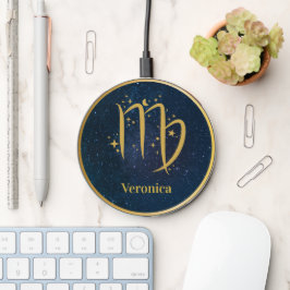 Våg zodiaksymbol guld stjärnor blå personlig