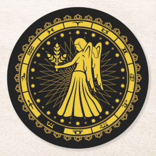Våg - Zodiaktecken - Symbol - Horoscope Underlägg Papper Rund
