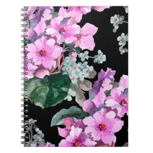Våga blommor och glöm mig inte som vattenfärg på b anteckningsbok