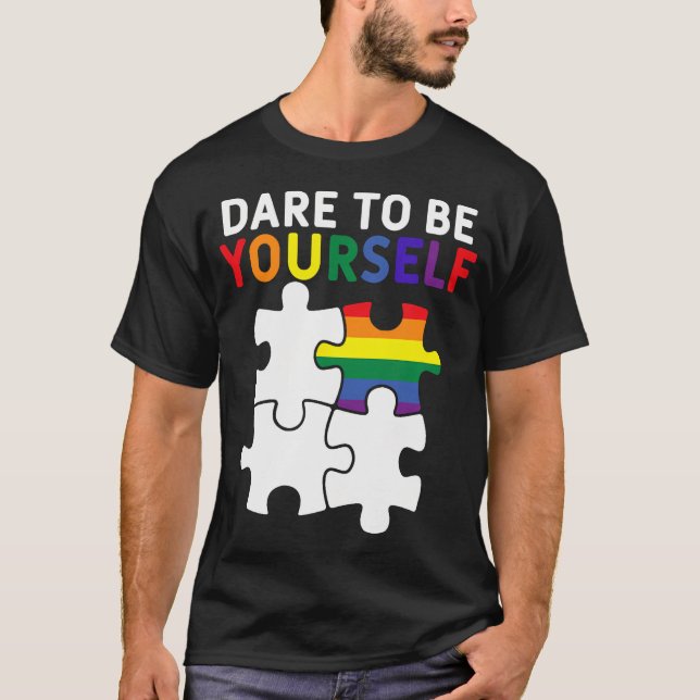 Våga Vara Dig Själv Lgbt Pride Pusselbit T Shirt (Framsida)