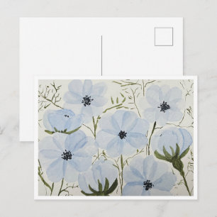 Vågande blå blommor vykort 