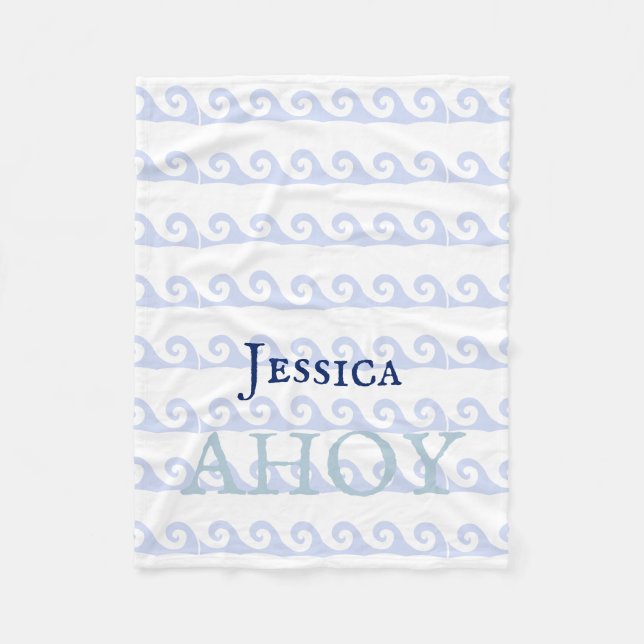 Vågar Ahoy Anpassningsbar Fleecefilt (Framsidan)