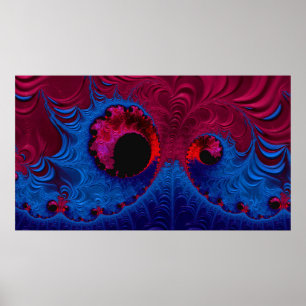 Vågar av Abstrakten Red och Blue Fractal Art Poster