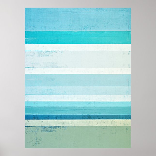 "Vågar Blue och Beige Abstrakt Art Poster (Framsidan)
