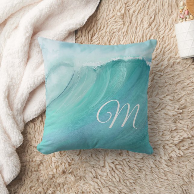 Vågar Blues Aquas Anpassningsbar Modern Kudde (Filt)