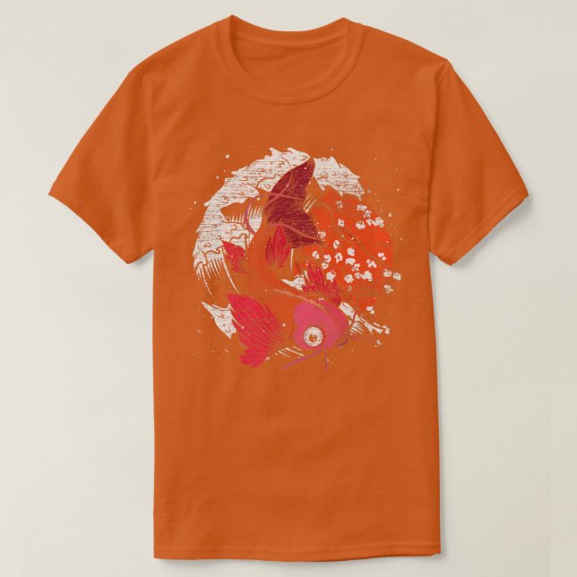 Vågar Cherry Blommar Taisho Sanke Sakura Fish Koi T Shirt (Design framsida)