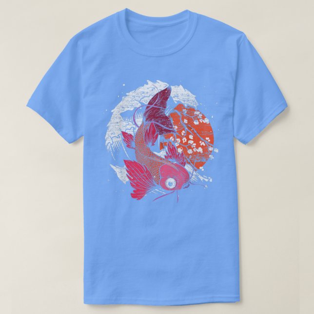 Vågar Cherry Blommar Taisho Sanke Sakura Fish Koi T Shirt (Design framsida)