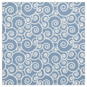 Vågar, Curls och Spiral Mönster på Denim Blue Tyg