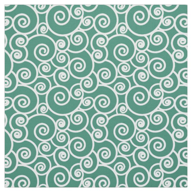 Vågar, Curls och Spiral Mönster på Verdant Grönt Tyg (Provkarta)