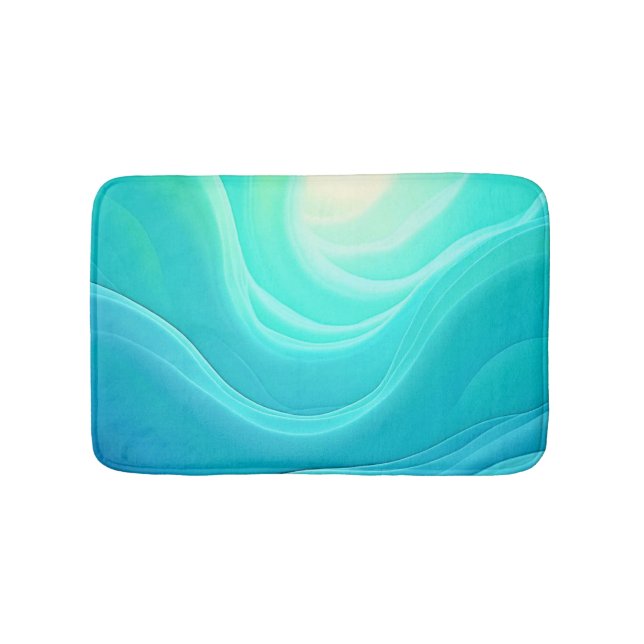 Vågar-design i Abstrakten Blue Ocean Serenity Badrumsmatta (Framsidan)