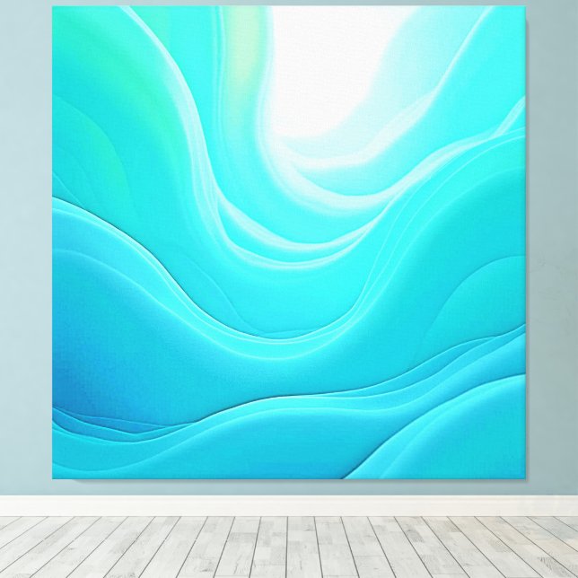 Vågar-design i Abstrakten Blue Ocean Serenity Canvastryck (Insitu (trägolv))