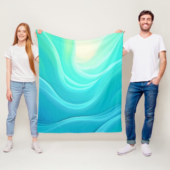 Vågar-design i Abstrakten Blue Ocean Serenity Fleecefilt (På plats)
