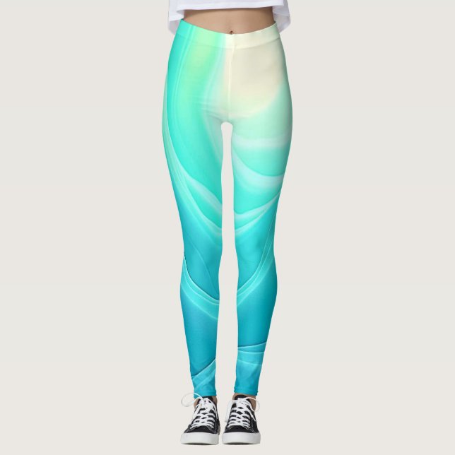 Vågar-design i Abstrakten Blue Ocean Serenity Leggings (Framsida)