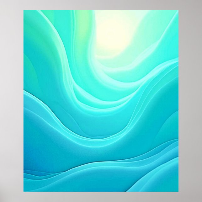 Vågar-design i Abstrakten Blue Ocean Serenity Poster (Framsidan)