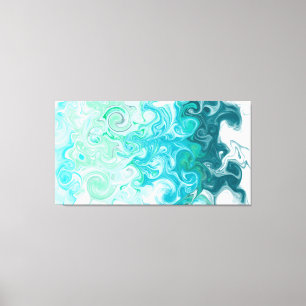 Vågar Digital Fluid Art, blå och Grönt Canvastryck