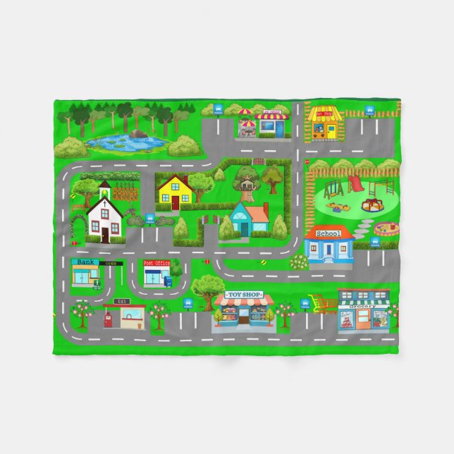 Vägar för bilar fleecefilt (Framsidan (Horisontell))