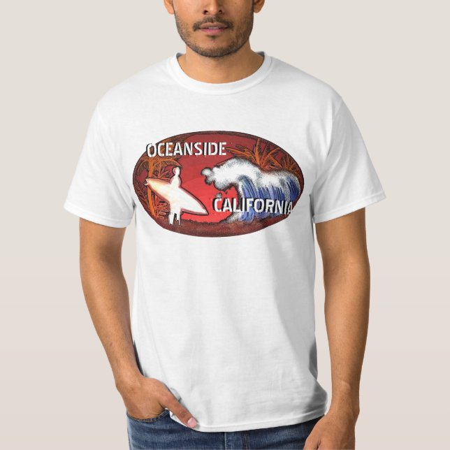 Vågar för den OceansideKalifornien surfaren Tee Shirt (Framsida)