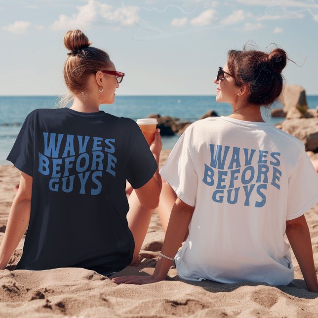 Vågar före killar Sommar Girls Beach Vacation T Shirt (Waves Before Guys Summer Girls Beach Vacation T-Shirt)