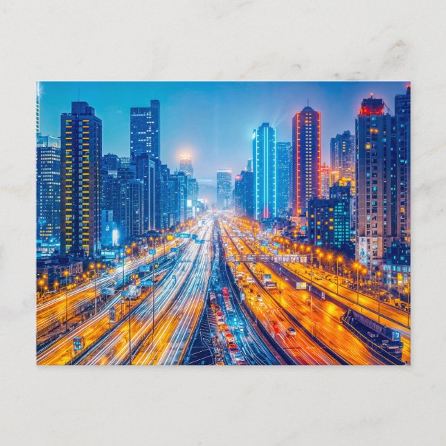 Vägar genom Big City Skyline Helg Vykort (Framsida)