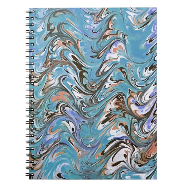 Vågar i Blue Acrylic Pour Abstrakt Art Anteckningsbok (Framsidan)