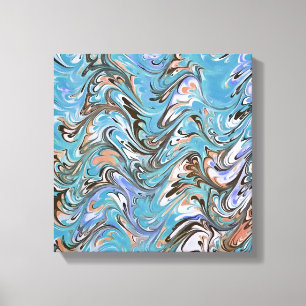 Vågar i Blue Acrylic Pour Abstrakt Art Canvastryck