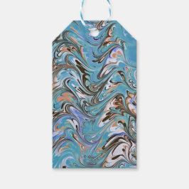 Vågar i Blue Acrylic Pour Abstrakt Art Presentetikett