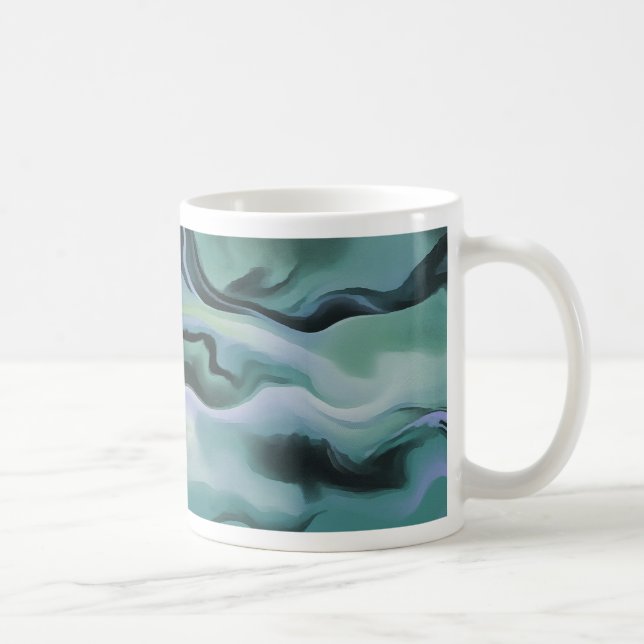 Vågar i harmoni Abstrakt av akryl Pour Art Kaffemugg (Höger)
