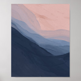 Vågar i Struktur - djupblått och Beige Poster