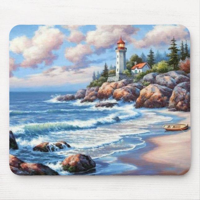 Vågar kraschar på Shore Fine Art Musmatta (Framsidan)
