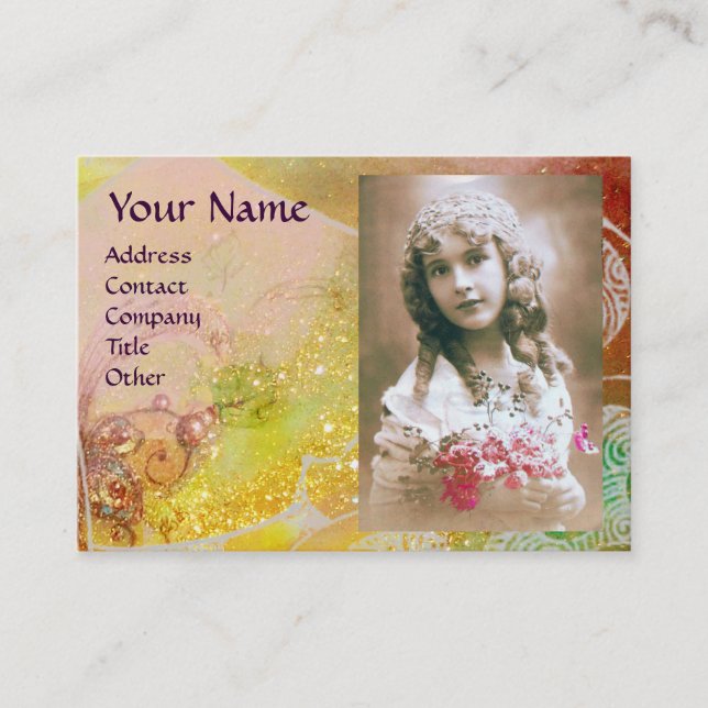 VÅGAR MONOGRAM FOTOMMALL rosa gult brun Visitkort (Framsida)