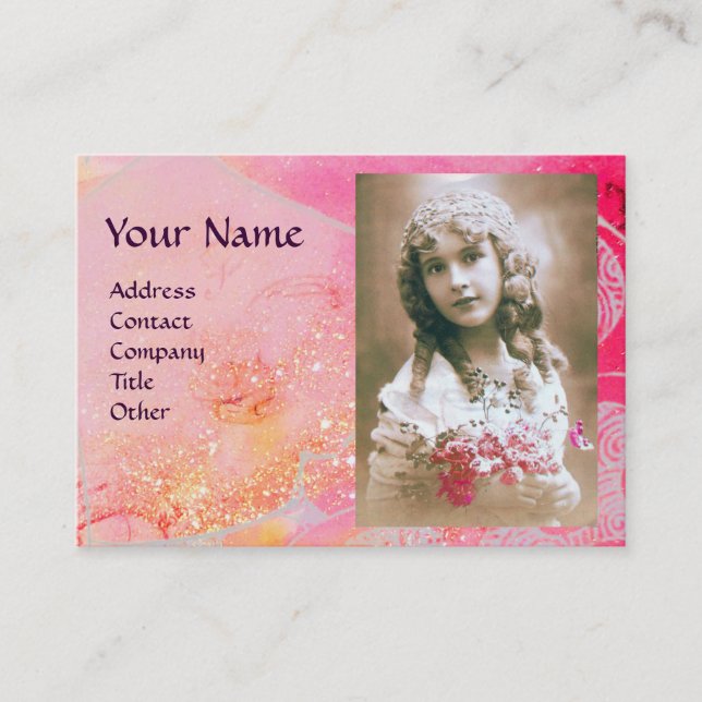 VÅGAR MONOGRAM FOTOMMALL rosa lila blå Visitkort (Framsida)