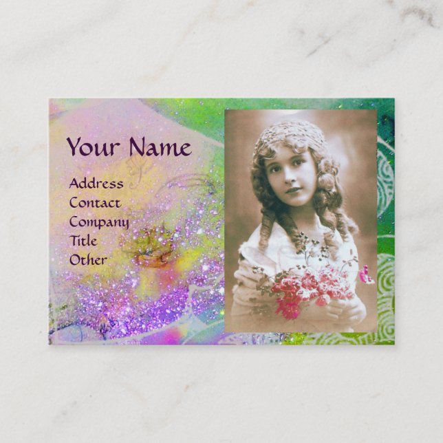 VÅGAR MONOGRAM FOTOMMALL rosa lila grönt Visitkort (Framsida)