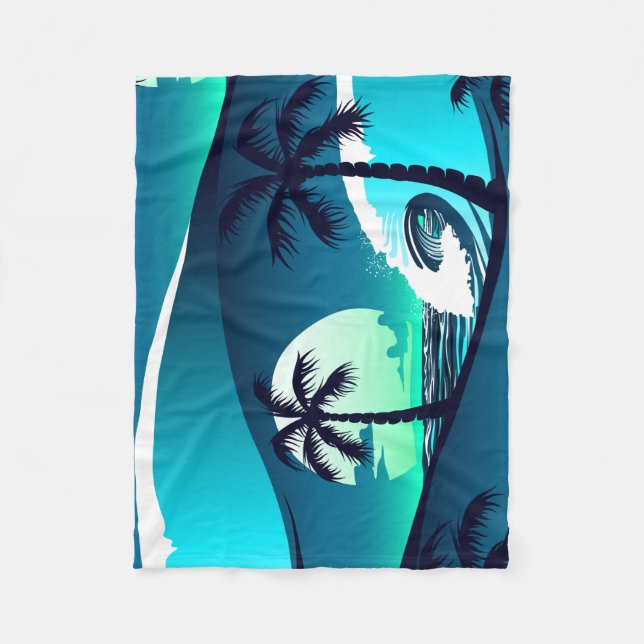 Vågar och handflatan träd fleecefilt (Framsidan)