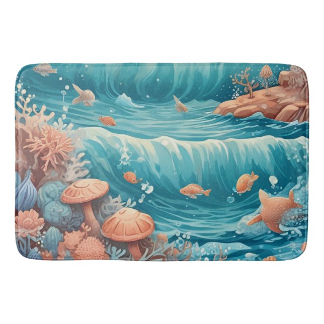 Vågar och Ocean Dreamscape Badrumsmatta (Framsidan)