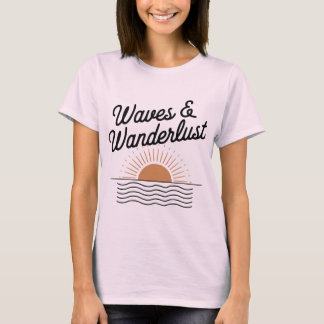 Vågar och Wanderlust Retro Beach Sunset T-Shirt