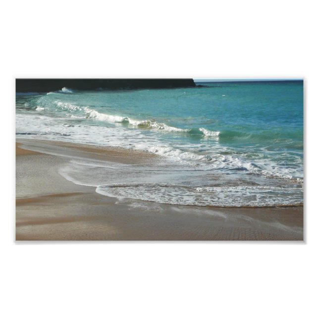 Vågar på Beach Turquise Blue Ocean Fototryck (Framsidan)