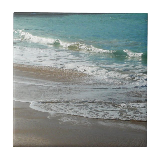 Vågar på Beach Turquise Blue Ocean Kakelplatta (Framsidan)