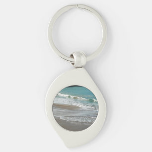 Vågar på Beach Turquise Blue Ocean Swirl Silverfärgad Nyckelring