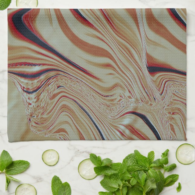 Vågar på blandad bas i brun orange med gråaktig oc kökshandduk (Vikta)