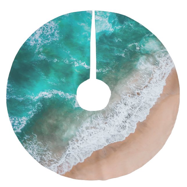 Vågar på Sandy Beach Julgransmatta Borstad Polyester (Framsidan)