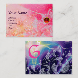 VÅGAR RED RUBY MONOGRAM Abstrakt Rosa Blue White Visitkort
